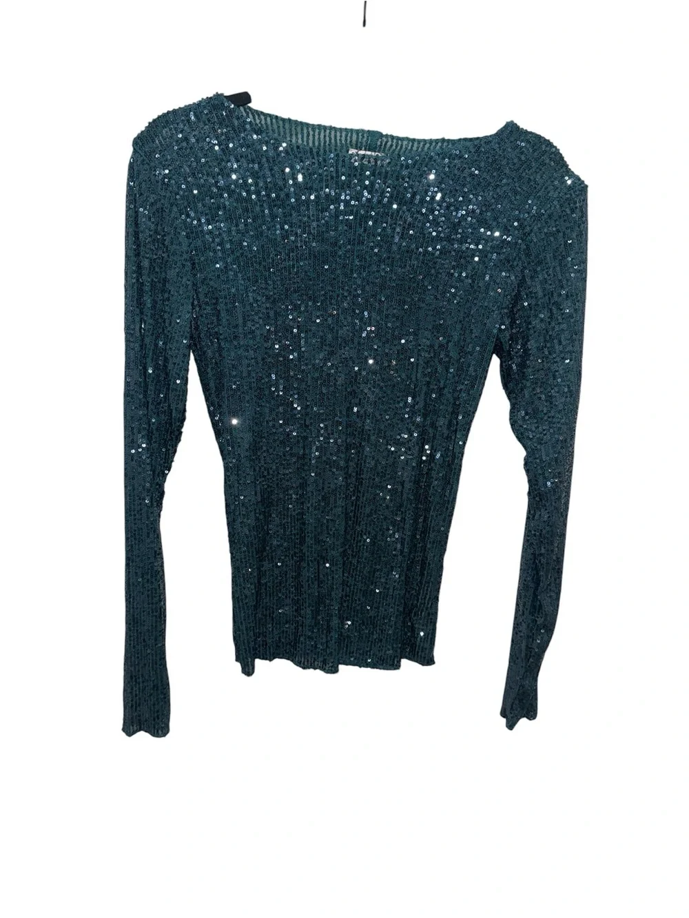 Free People Teal Sequin Long Sleeve Top XS Holiday Party
